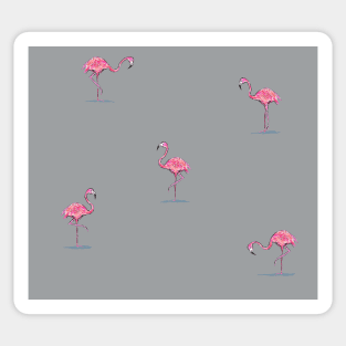 Flamingos Pink and Grey Sticker